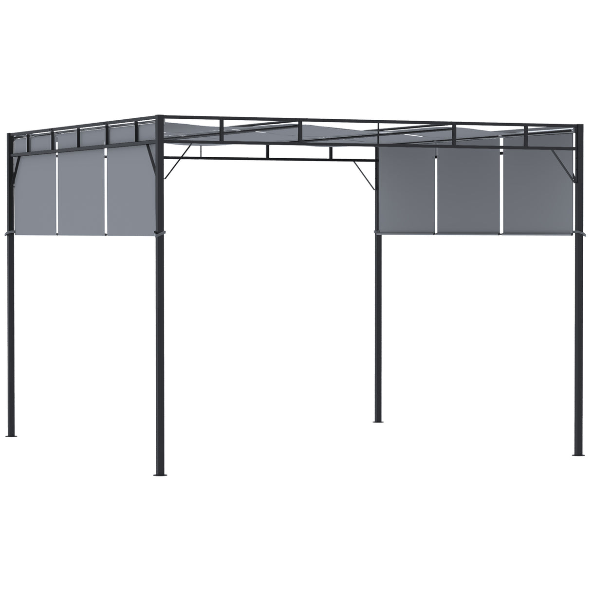 easycomfort easycomfort gazebo a pergola 3x3m in acciaio con tettuccio scorrevole e 8 picchetti inclusi