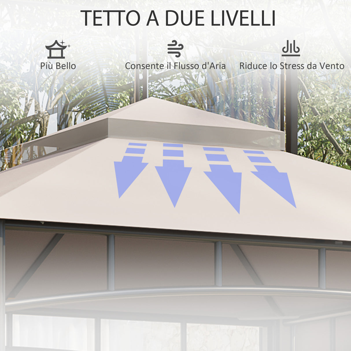 easycomfort easycomfort gazebo da giardino 3x3 m con tenda parasole laterale altezza 288 cm cachi