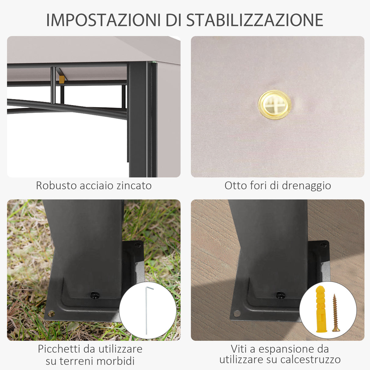 easycomfort easycomfort gazebo da giardino 3x3 m con tenda parasole laterale altezza 288 cm cachi