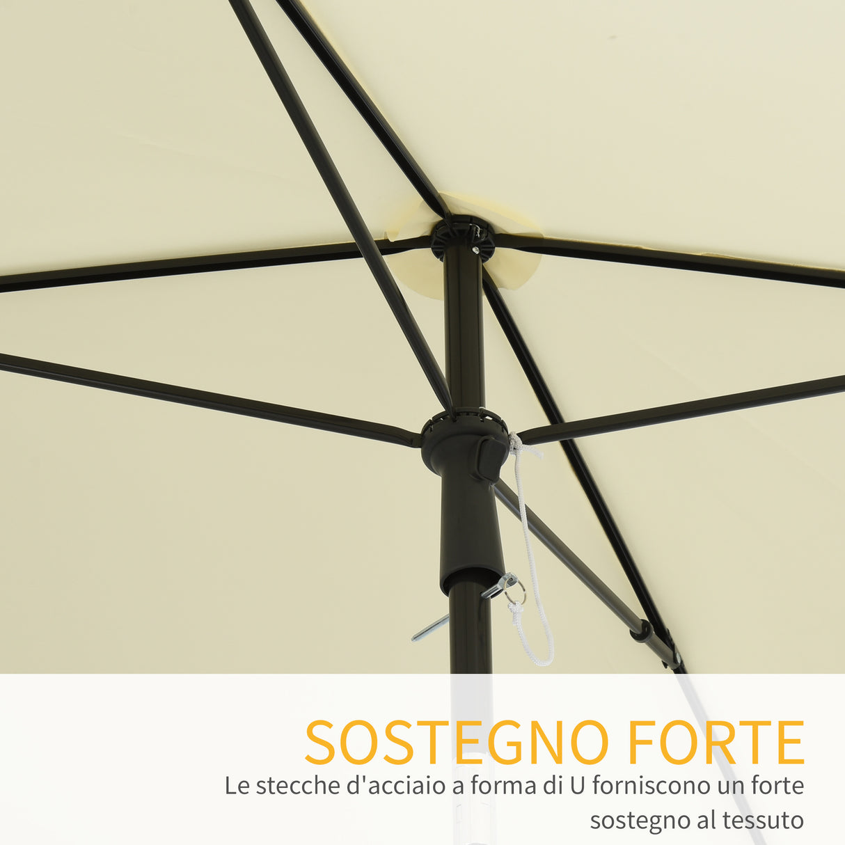 easycomfort easycomfort ombrellone parasole rettangolare con palo inclinabile in poliestere crema ean 8054111844130