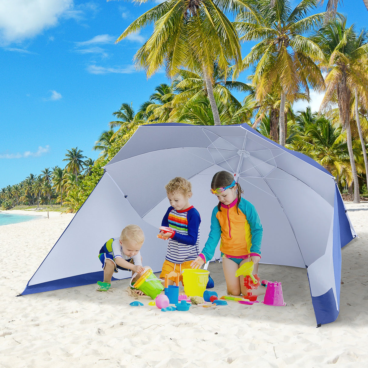 easycomfort easycomfort ombrellone da spiaggia tenda parasole 2 in 1 protezione uv 50 in poliestere ferro con borsa di trasporto ean 8054111843133