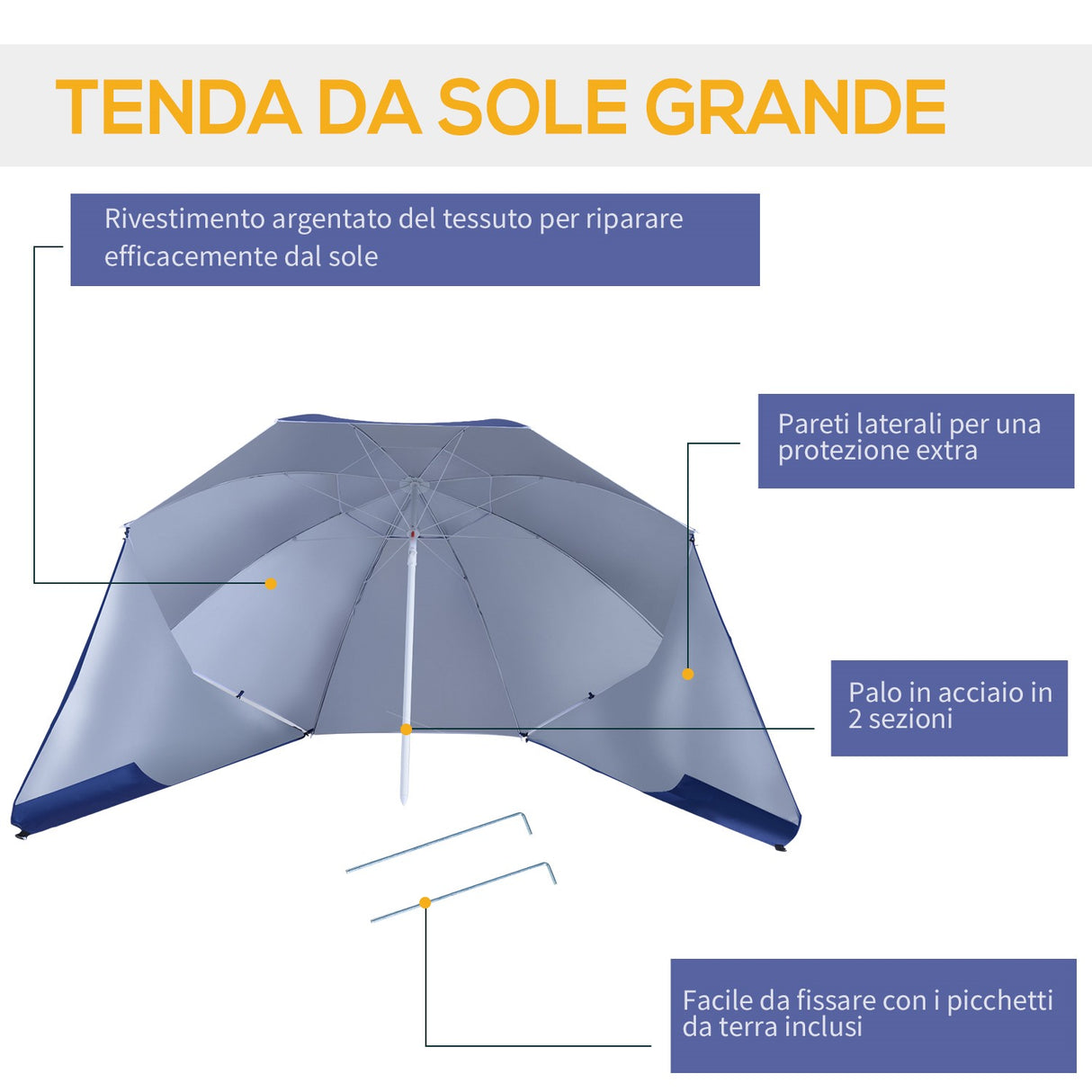 easycomfort easycomfort ombrellone da spiaggia tenda parasole 2 in 1 protezione uv 50 in poliestere ferro con borsa di trasporto ean 8054111843133