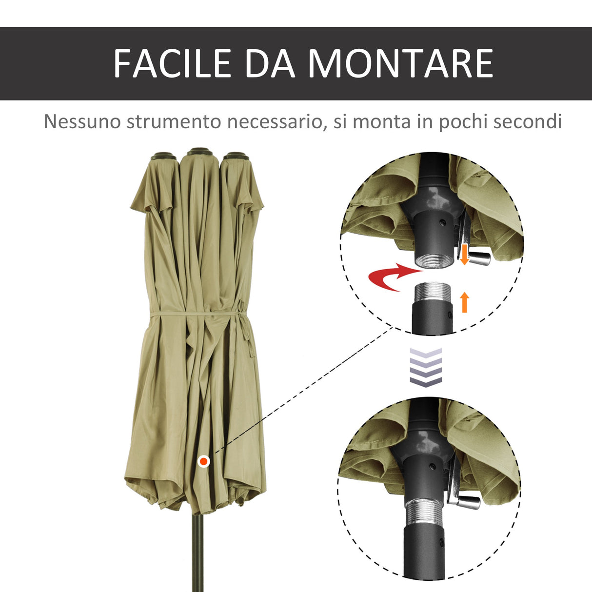 easycomfort easycomfort ombrellone doppio tettuccio da esterni ecru area coperta 4.6m ean 8054144134932