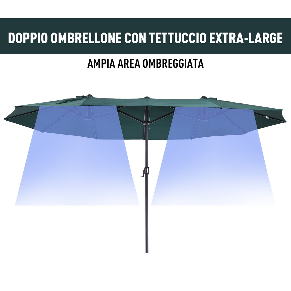 easycomfort easycomfort ombrellone doppio tettuccio da esterni anti uv 460 x 270 x 240verde marrone ean 8054111848626