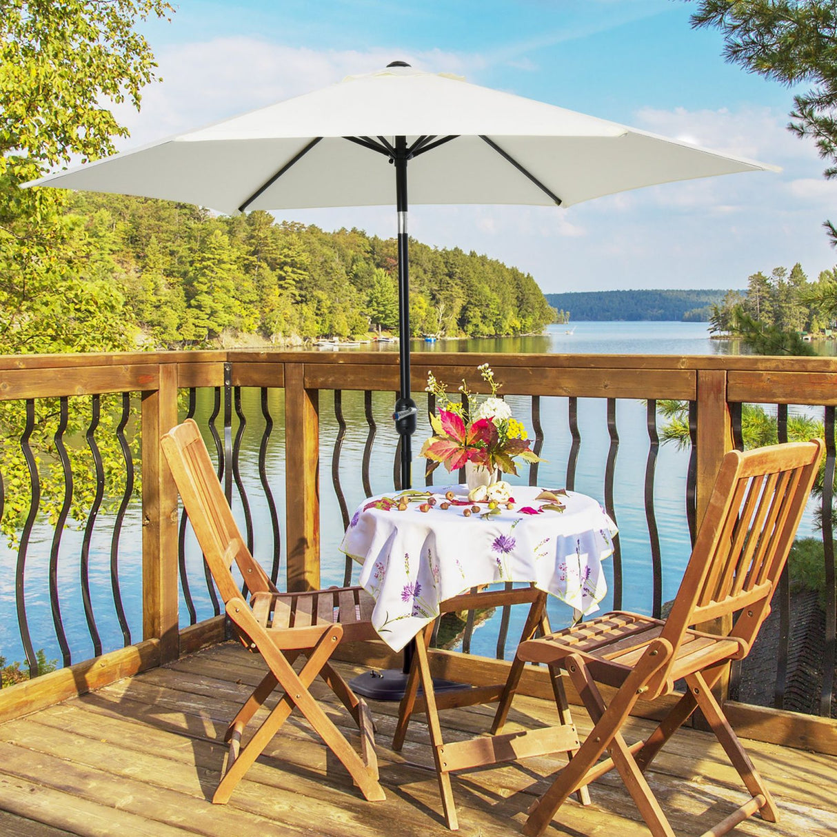 easycomfort easycomfort ombrellone da giardino inclinabile spiaggia alluminio e poliestere bianco 2 72 35m ean 8054111845007