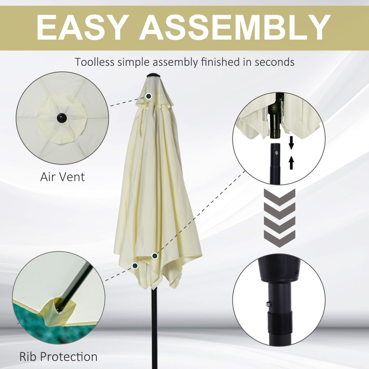 easycomfort easycomfort ombrellone da giardino inclinabile spiaggia alluminio e poliestere bianco 2 72 35m ean 8054111845007