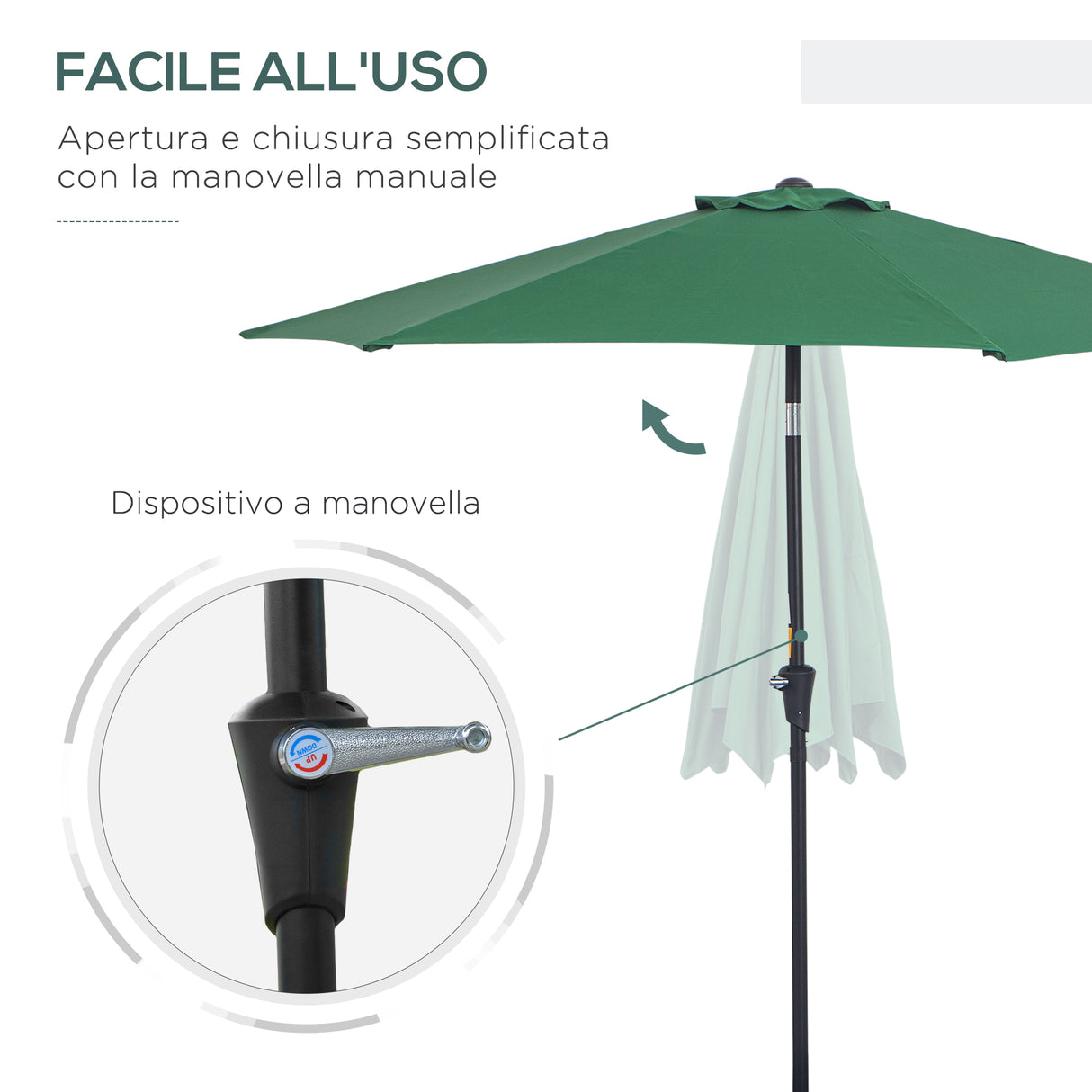 easycomfort easycomfort ombrellone da giardino inclinabile spiaggia alluminio e poliestere 2.72.35m verde scuro ean 8054111845915