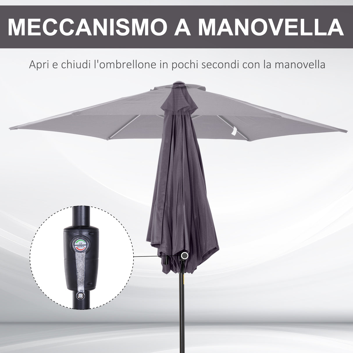 easycomfort easycomfort ombrellone da giardino 2 7x2 4 m inclinabile con manovella in alluminio e poliestere grigio e nero