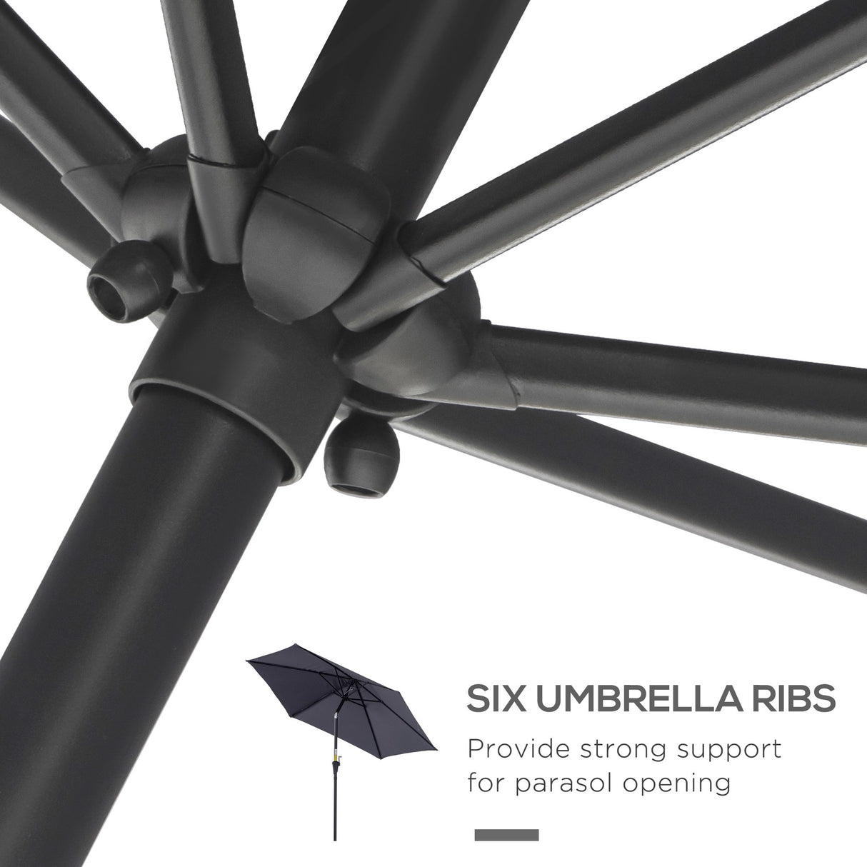 easycomfort easycomfort ombrellone da giardino 2 7x2 4 m inclinabile con manovella in alluminio e poliestere grigio e nero