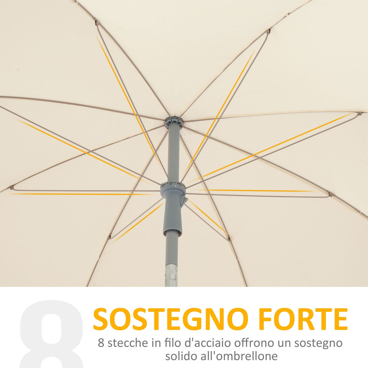 easycomfort easycomfort ombrellone da esterno giardino terrazza portatile 220cm con tettuccio inclinabile in poliestere bianco crema ean 8054111844703