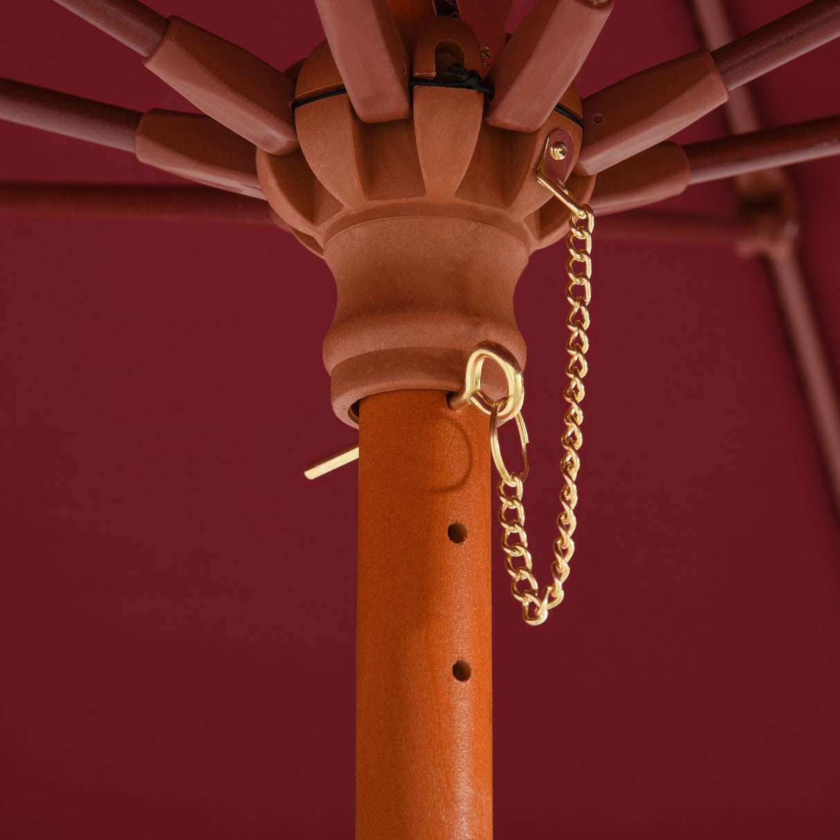 easycomfort easycomfort ombrellone da giardino con tettuccio antivento in poliestere rosso e palo in legno 257x253cm ean 8054144134505