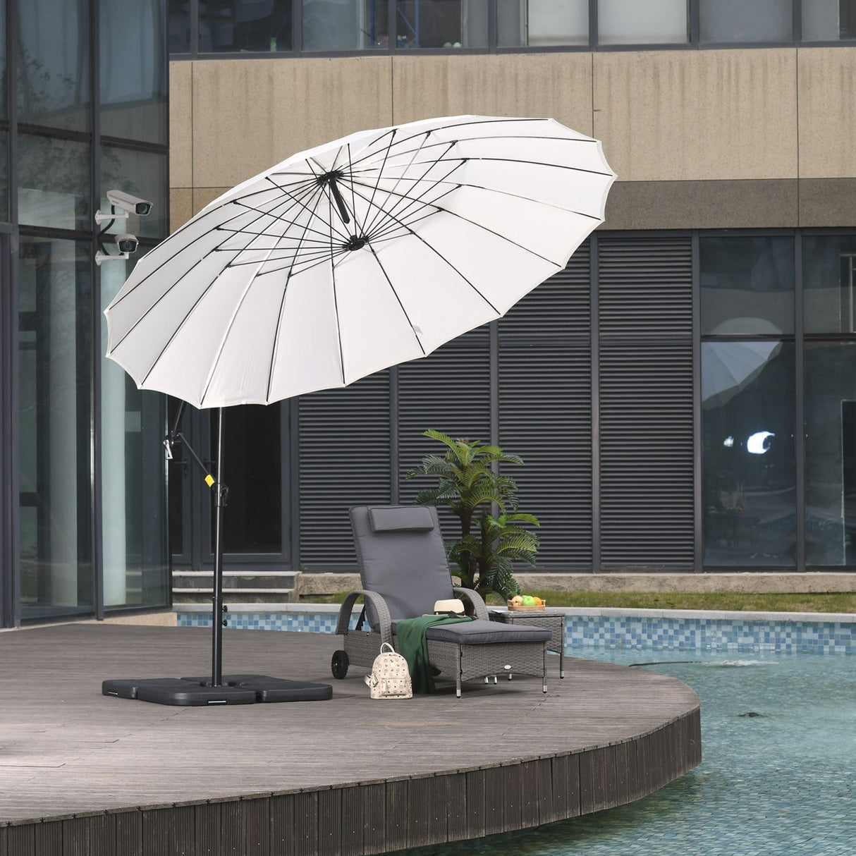 easycomfort easycomfort ombrellone decentrato da giardino 296cm ombrellone a braccio per esterni bianco crema con base a croce ean 8055776911663