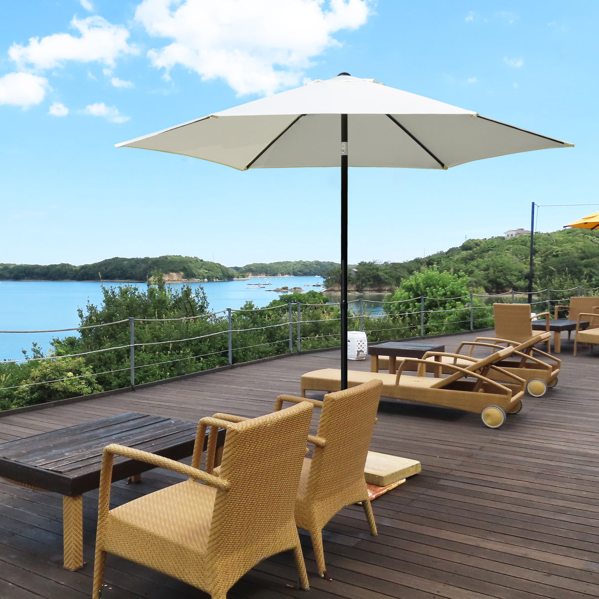 easycomfort easycomfort ombrellone da giardino 2 6x2 5 m anti uv protezione 30 con testa inclinabile palo in alluminio e 6 stecche bianco crema