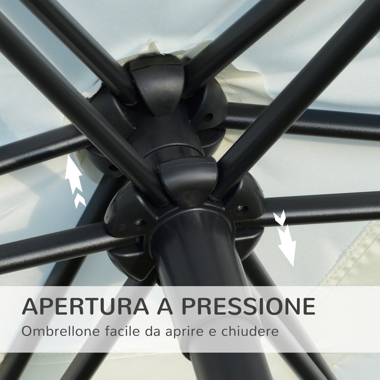 easycomfort easycomfort ombrellone da giardino 2 6x2 5 m anti uv protezione 30 con testa inclinabile palo in alluminio e 6 stecche bianco crema