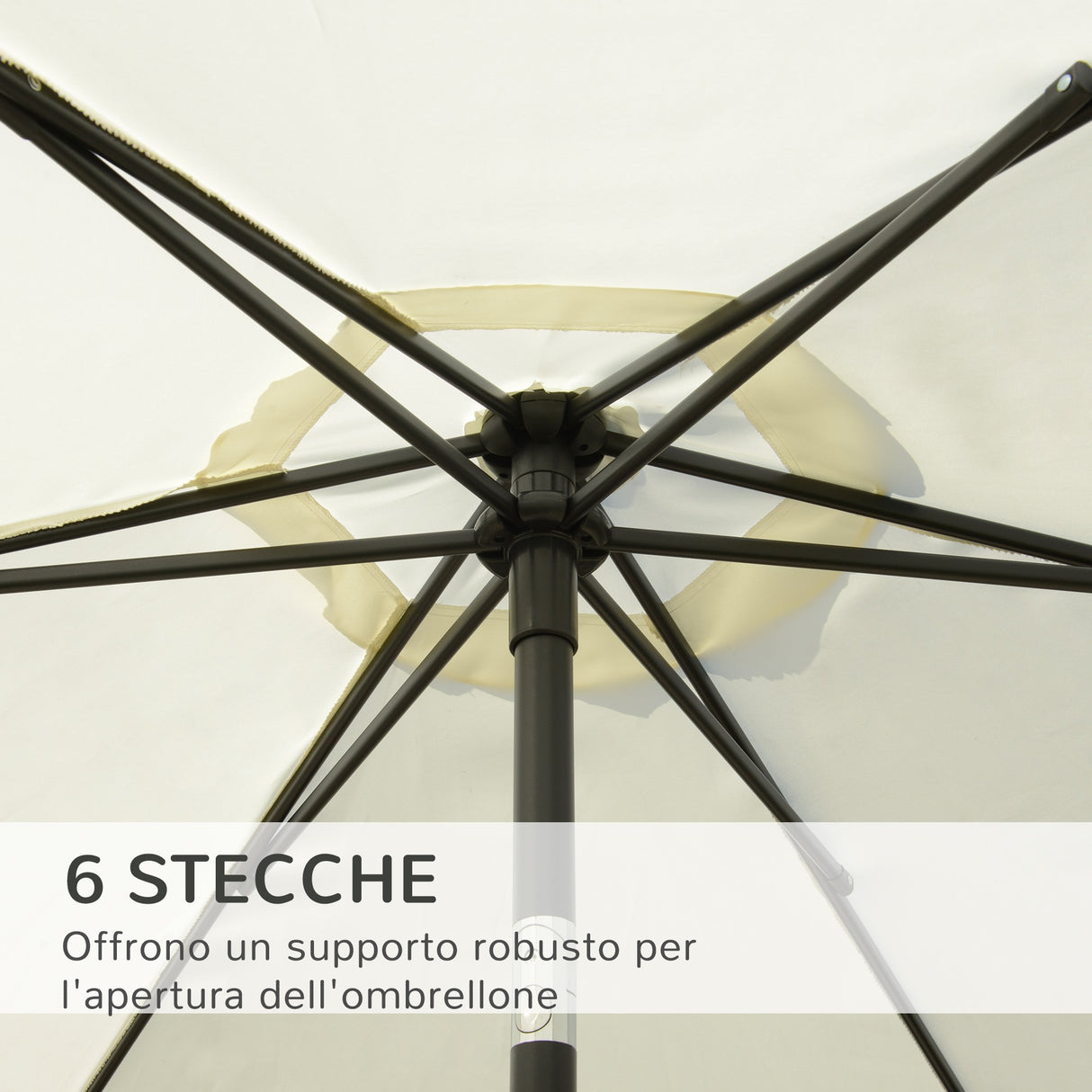 easycomfort easycomfort ombrellone da giardino 2 6x2 5 m anti uv protezione 30 con testa inclinabile palo in alluminio e 6 stecche bianco crema