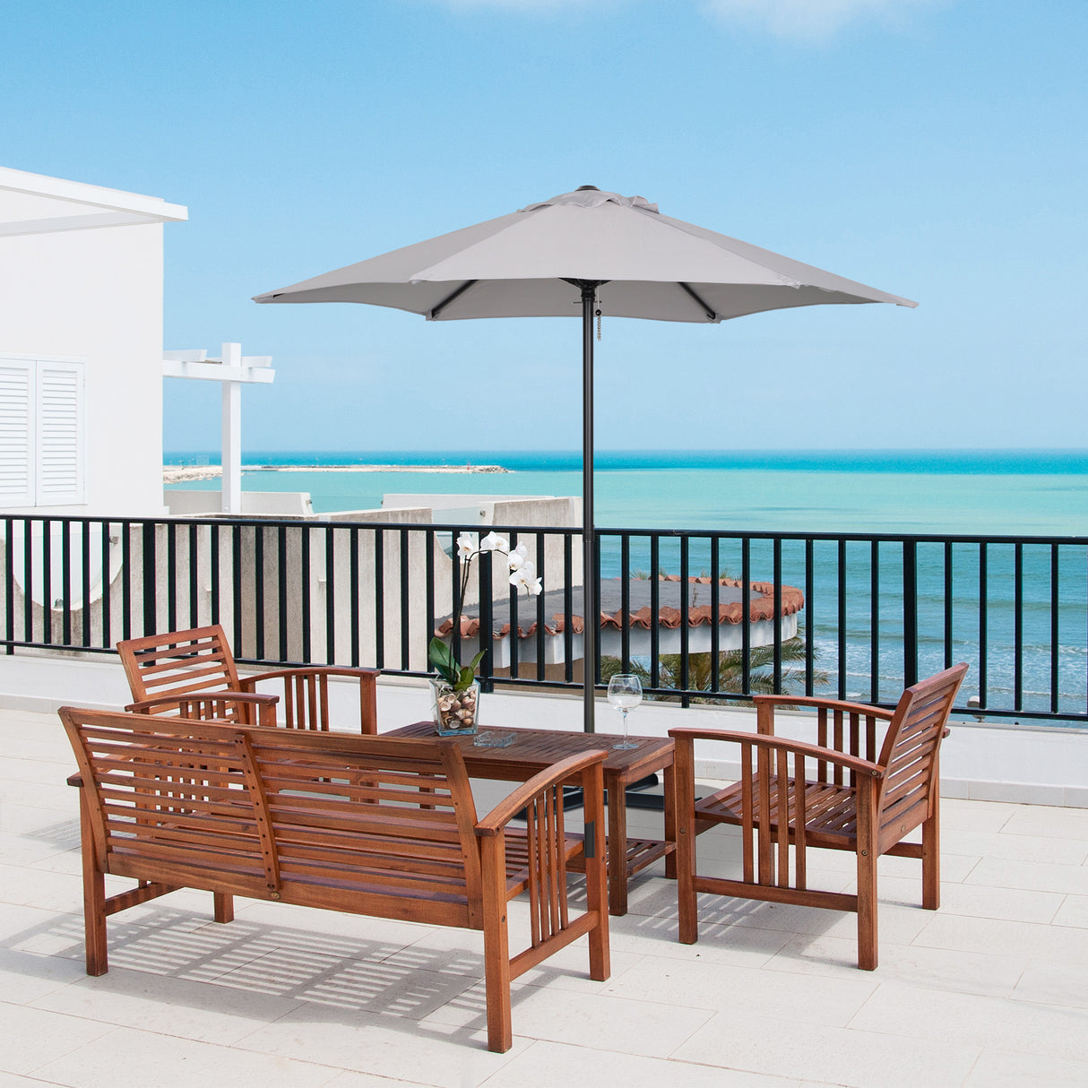 easycomfort easycomfort outusnny ombrellone 2x2 m da giardino con palo centrale ombrellone per esterno in alluminio grigio chiaro