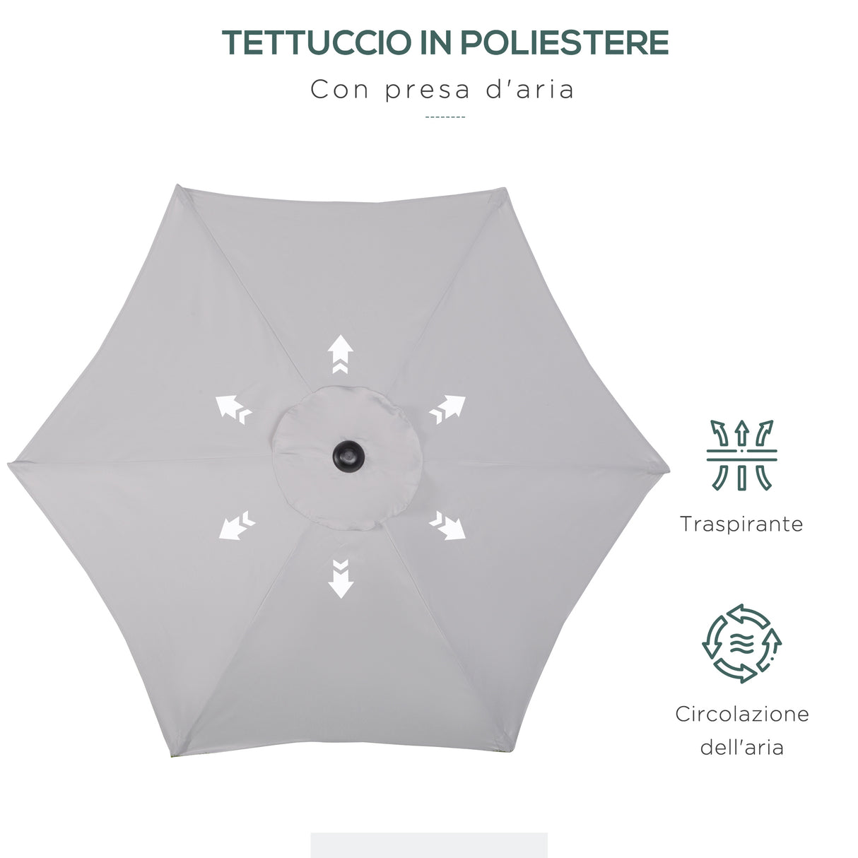easycomfort easycomfort outusnny ombrellone 2x2 m da giardino con palo centrale ombrellone per esterno in alluminio grigio chiaro