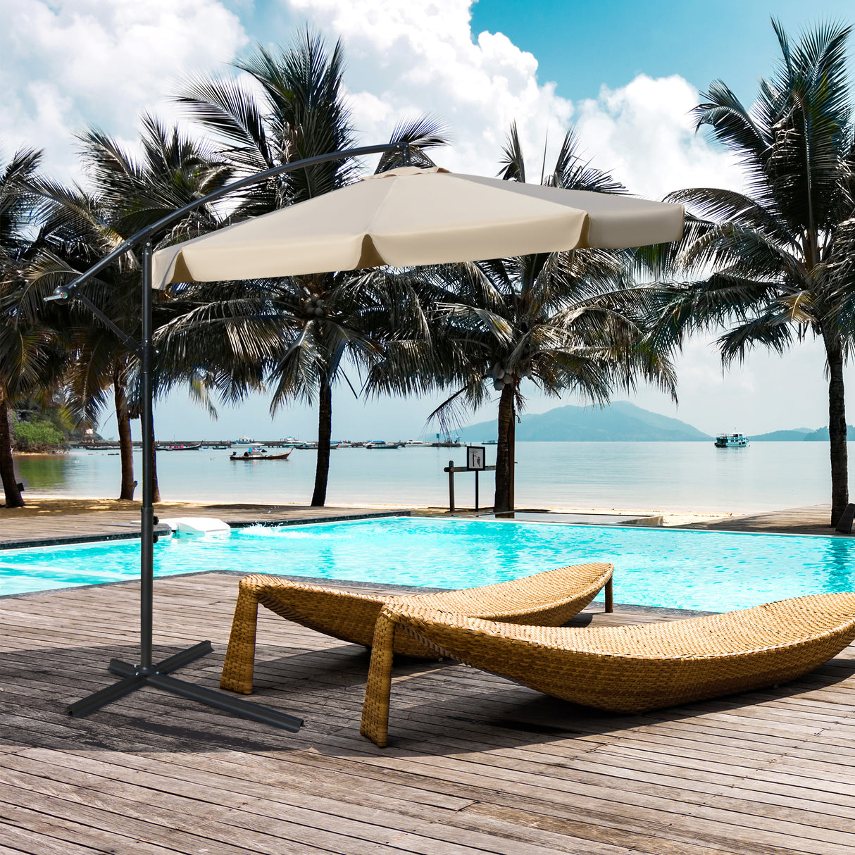 easycomfort easycomfort ombrellone da giardino 2 7x2 7m a braccio con tettuccio regolabile marrone chiaro