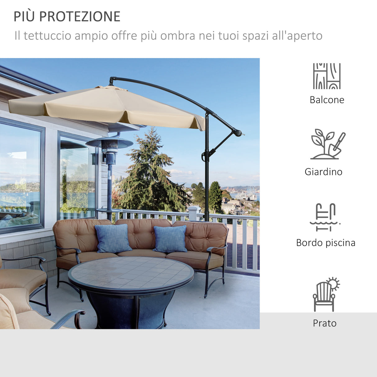 easycomfort easycomfort ombrellone da giardino 2 7x2 7m a braccio con tettuccio regolabile marrone chiaro