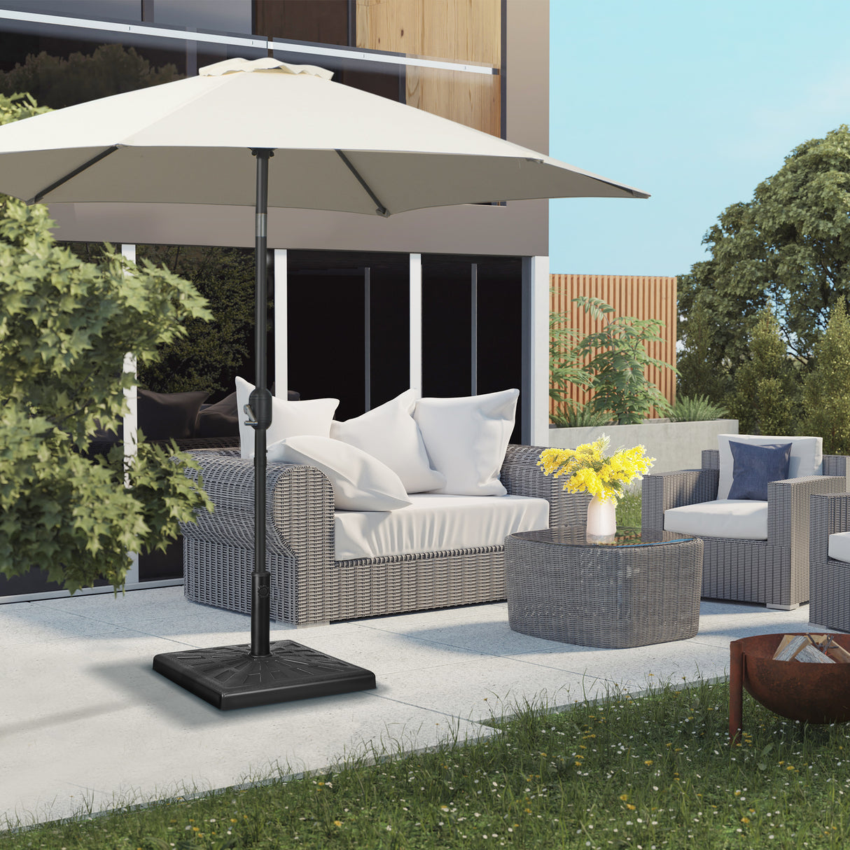 easycomfort easycomfort base per ombrellone di 19kg e 51x51x32 cm in resina e acciaio per pali 32mm 38mm e 48mm nero