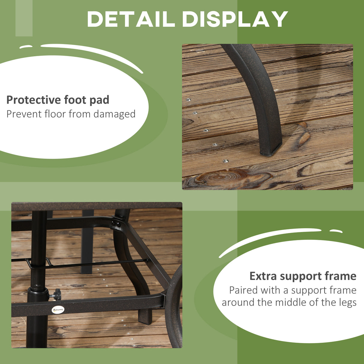 easycomfort easycomfort tavolo da giardino marrone per 4 persone con foro centrale per ombrellone 94l x 94p x 71a cm