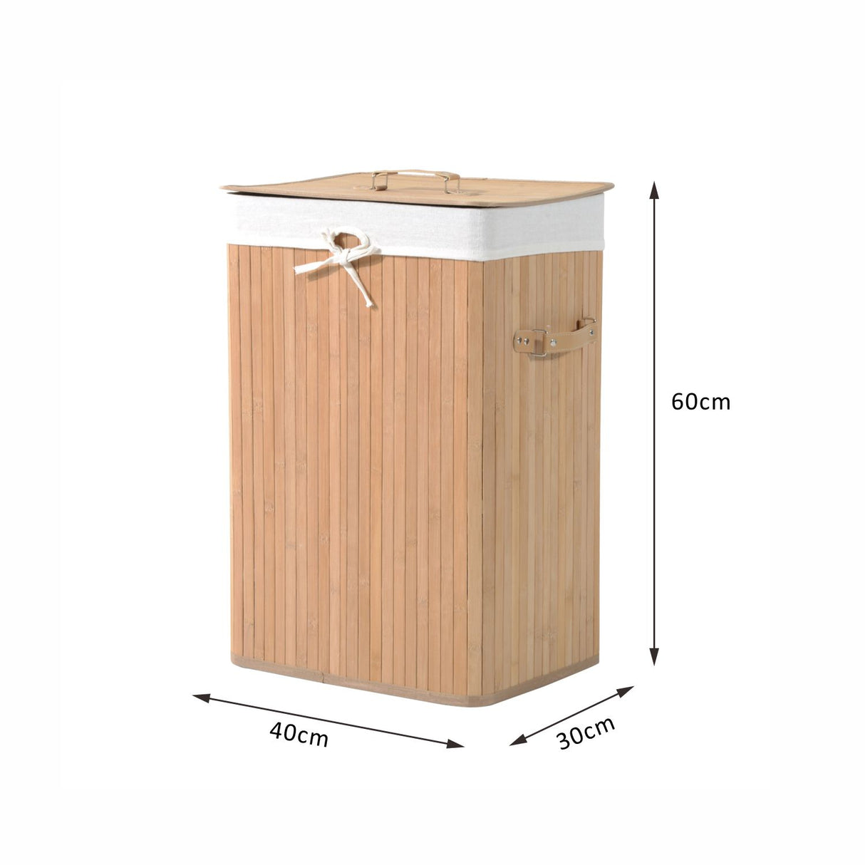 easycomfort easycomfort cesta portabiancheria in bambu con coperchio e fodera rimovibile naturale 40x30x60cm