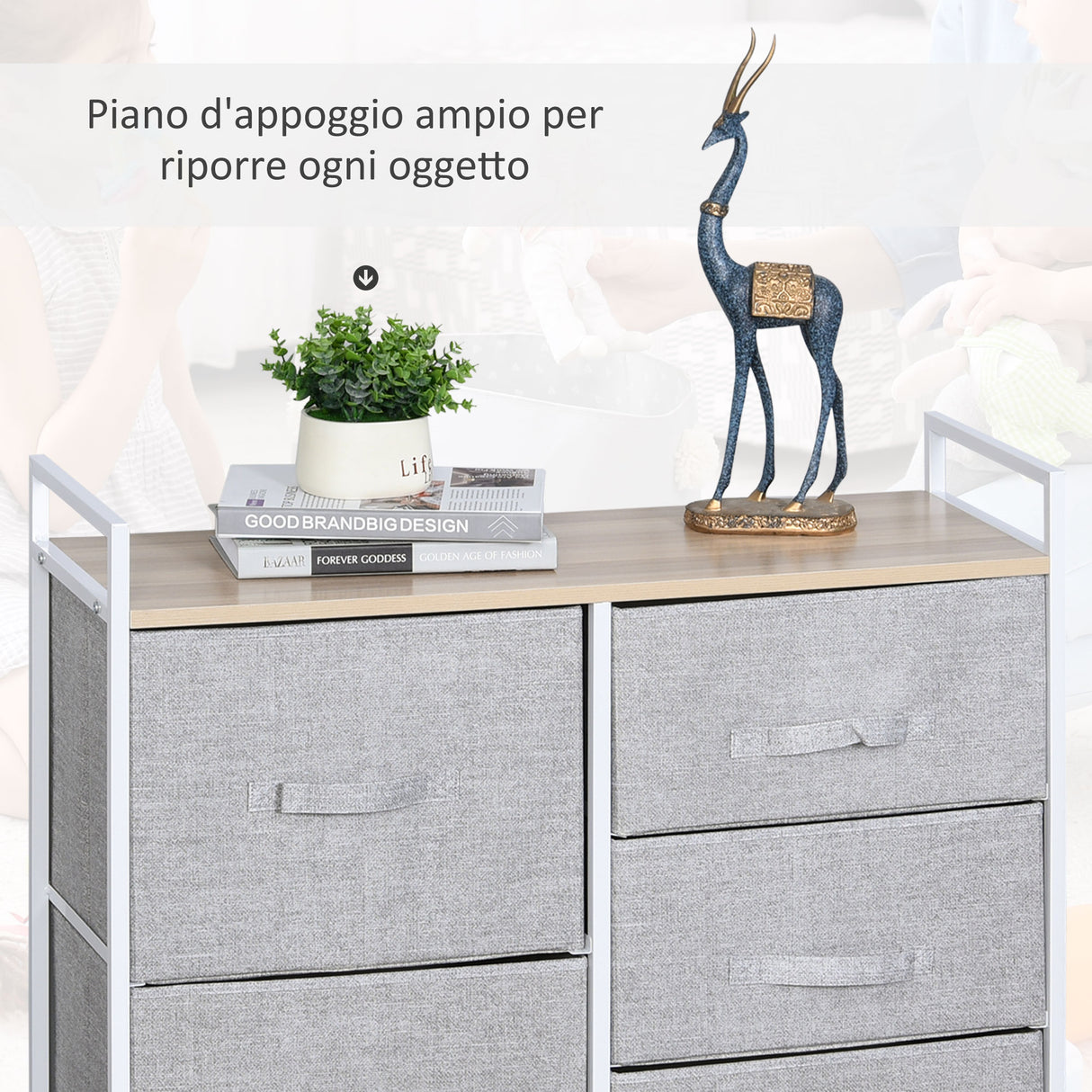 easycomfort easycomfort cassettiera con 5 cassetti pieghevoli e rimovibili in tessuto grigio ean 8054144134062