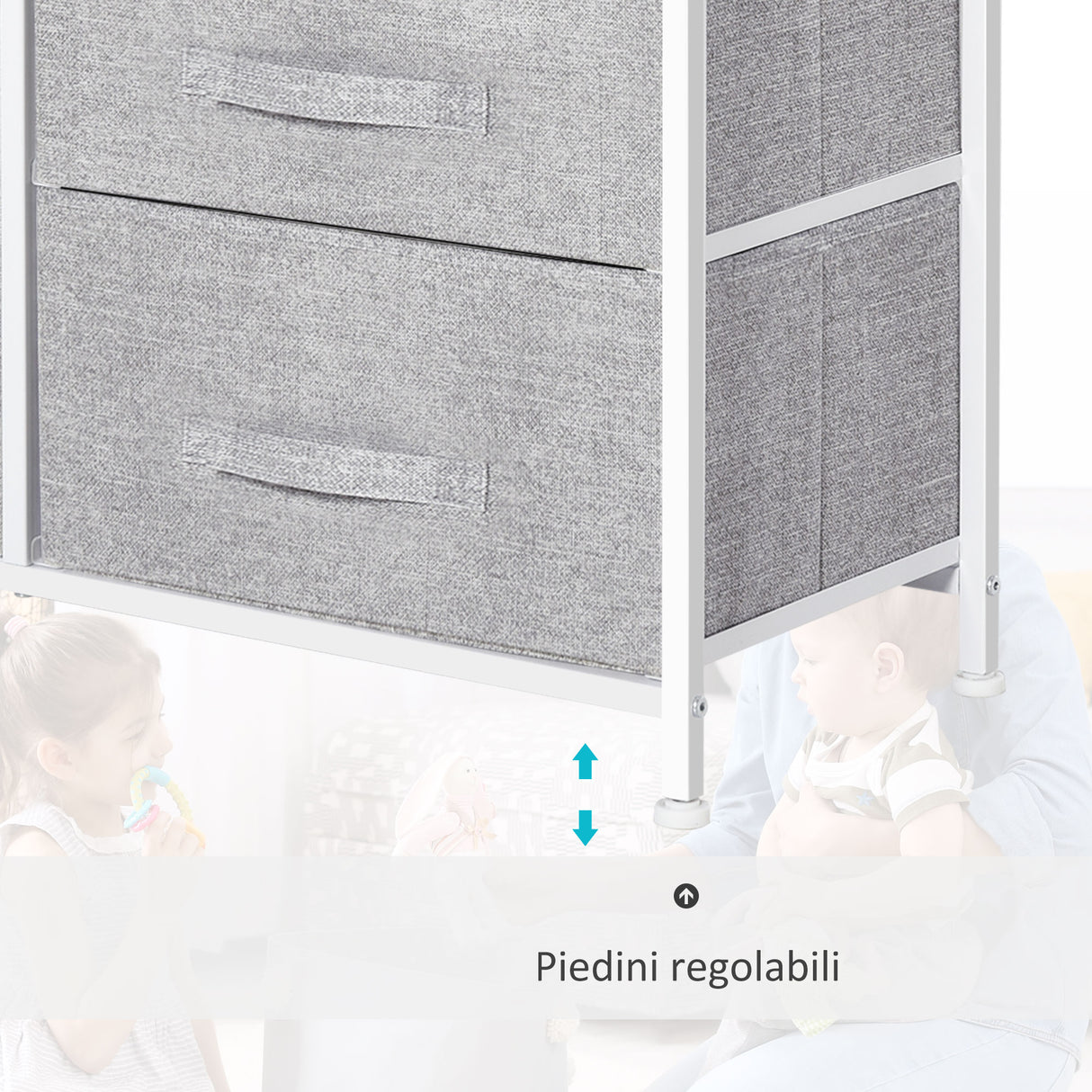 easycomfort easycomfort cassettiera con 5 cassetti pieghevoli e rimovibili in tessuto grigio ean 8054144134062