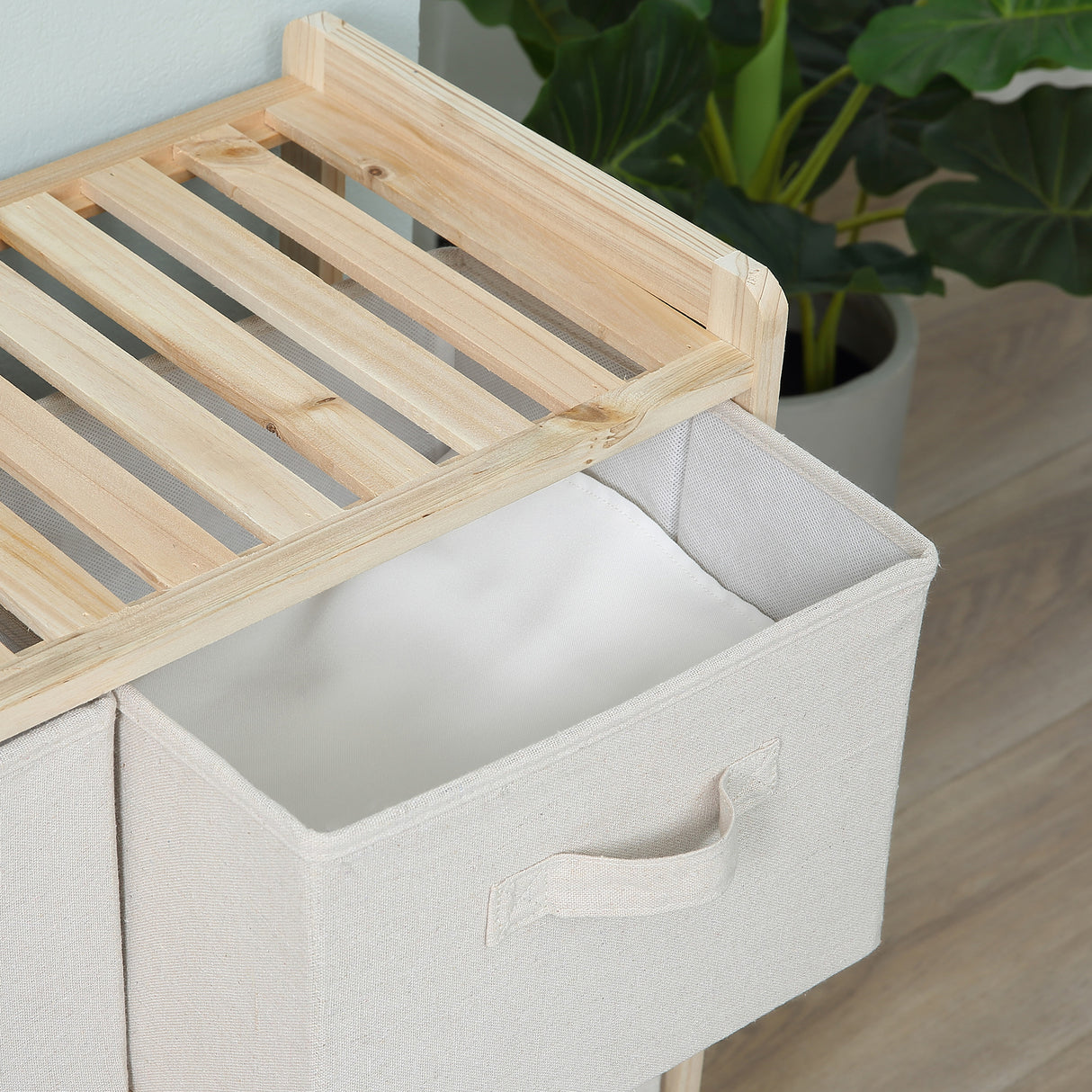 easycomfort easycomfort cassettiera con 6 cassetti in tessuto pieghevoli ed estraibili 59x28x70cm legnobeige