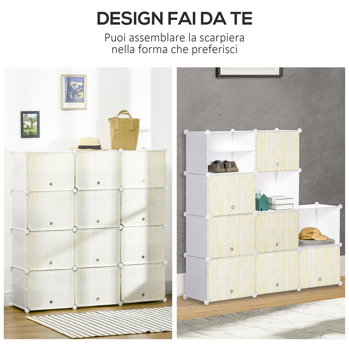 easycomfort easycomfort mobile scarpiera modulare salvaspazio 12 cubi in plastica pp e acciaio 125x32x125 cm