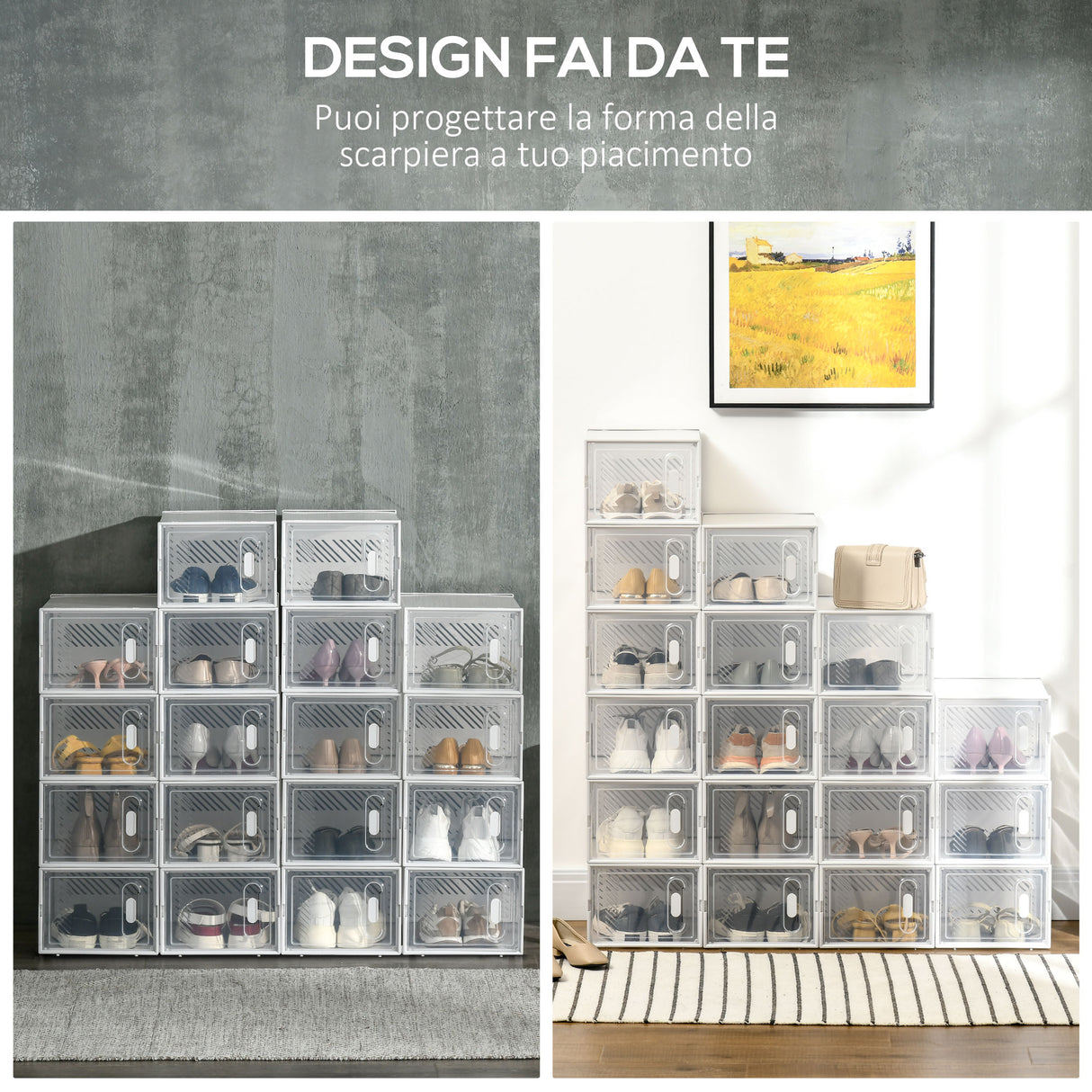 easycomfort easycomfort mobile scarpiera rettangolare in plastica pp 18 box 25x35x19 cm per scarpe max 43 eu vestiti e libri