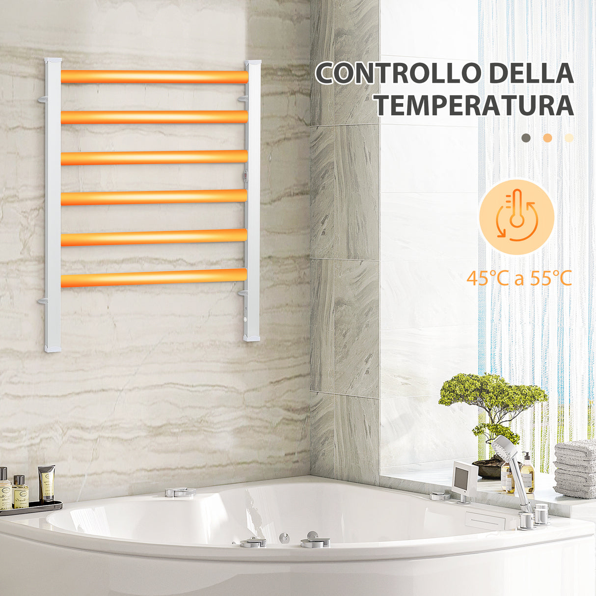 easycomfort easycomfort scaldasalviette elettrico da 140w a 6 barre con temperatura 45c 55c in alluminio 69x36x90 cm argento