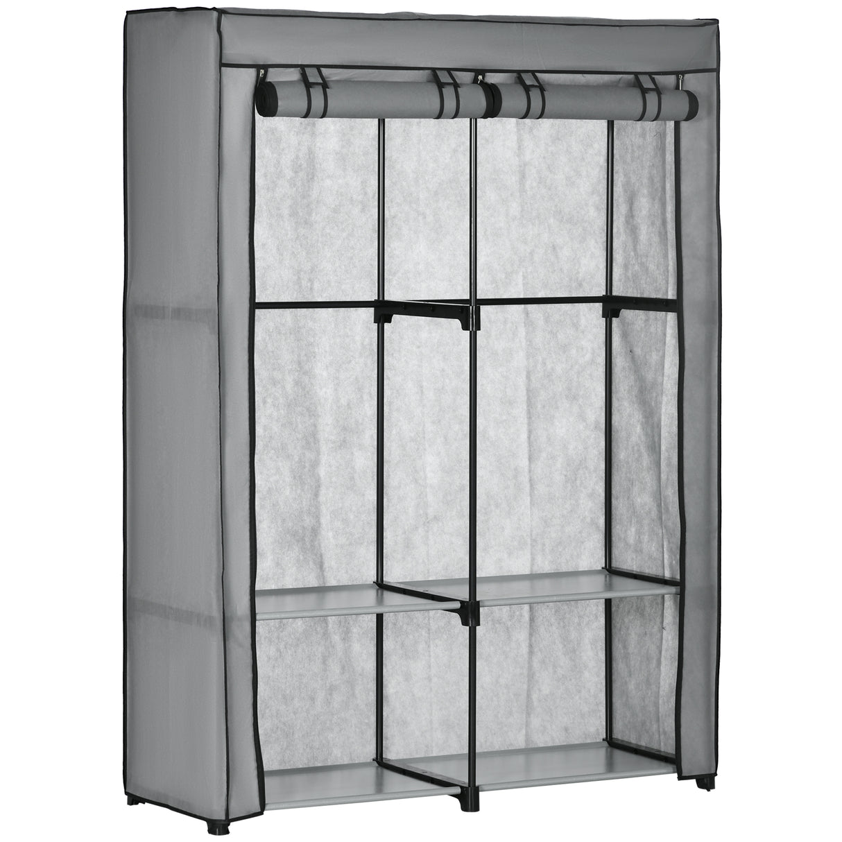 easycomfort easycomfort armadio guardaroba portatile in tessuto non tessuto con 4 ripiani aperti e 2 appendini 118x49x170 cm grigio