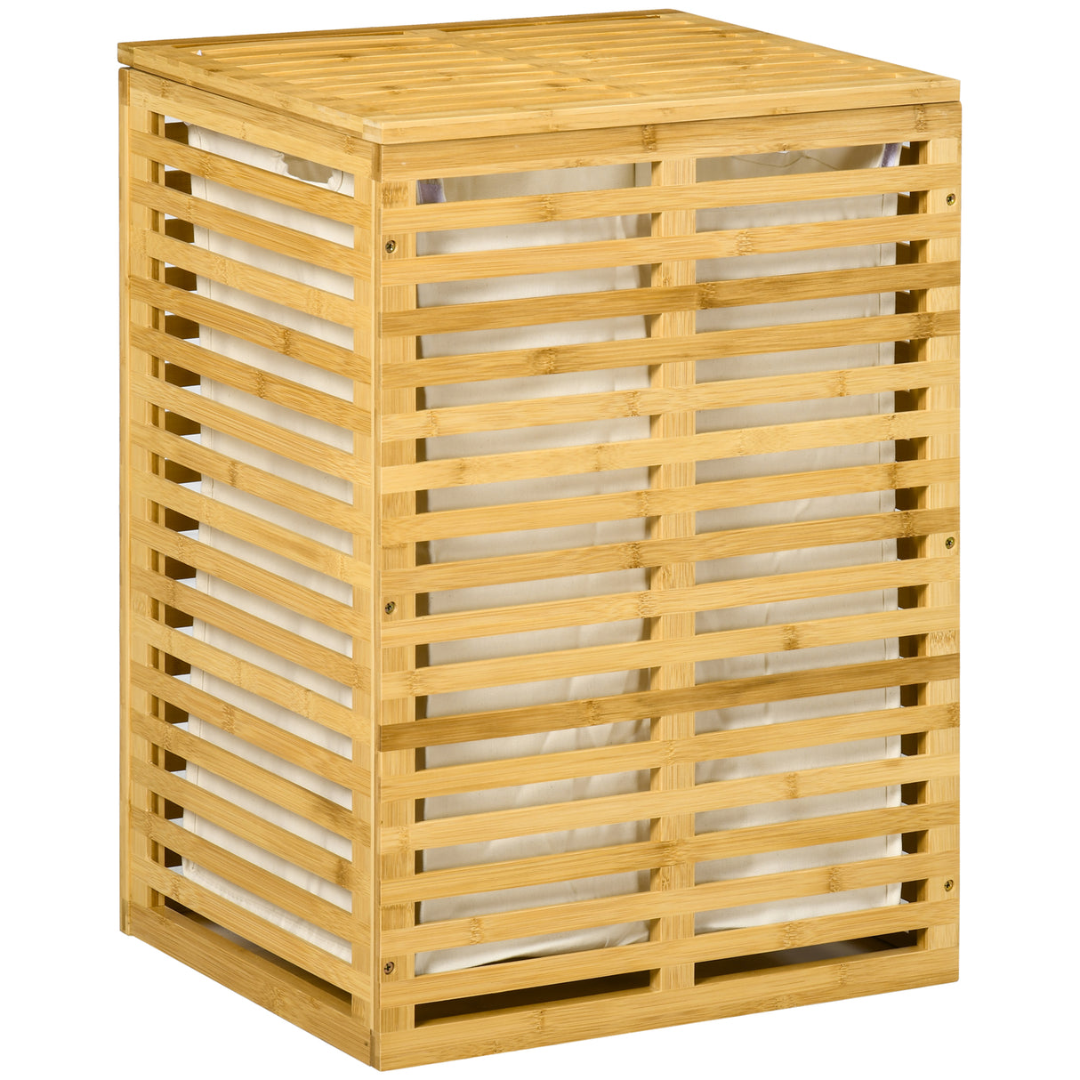 easycomfort easycomfort cesto portabiancheria in bambu con coperchio e sacca in poliestere removibile e lavabile 44x37x62 5 cm color legno