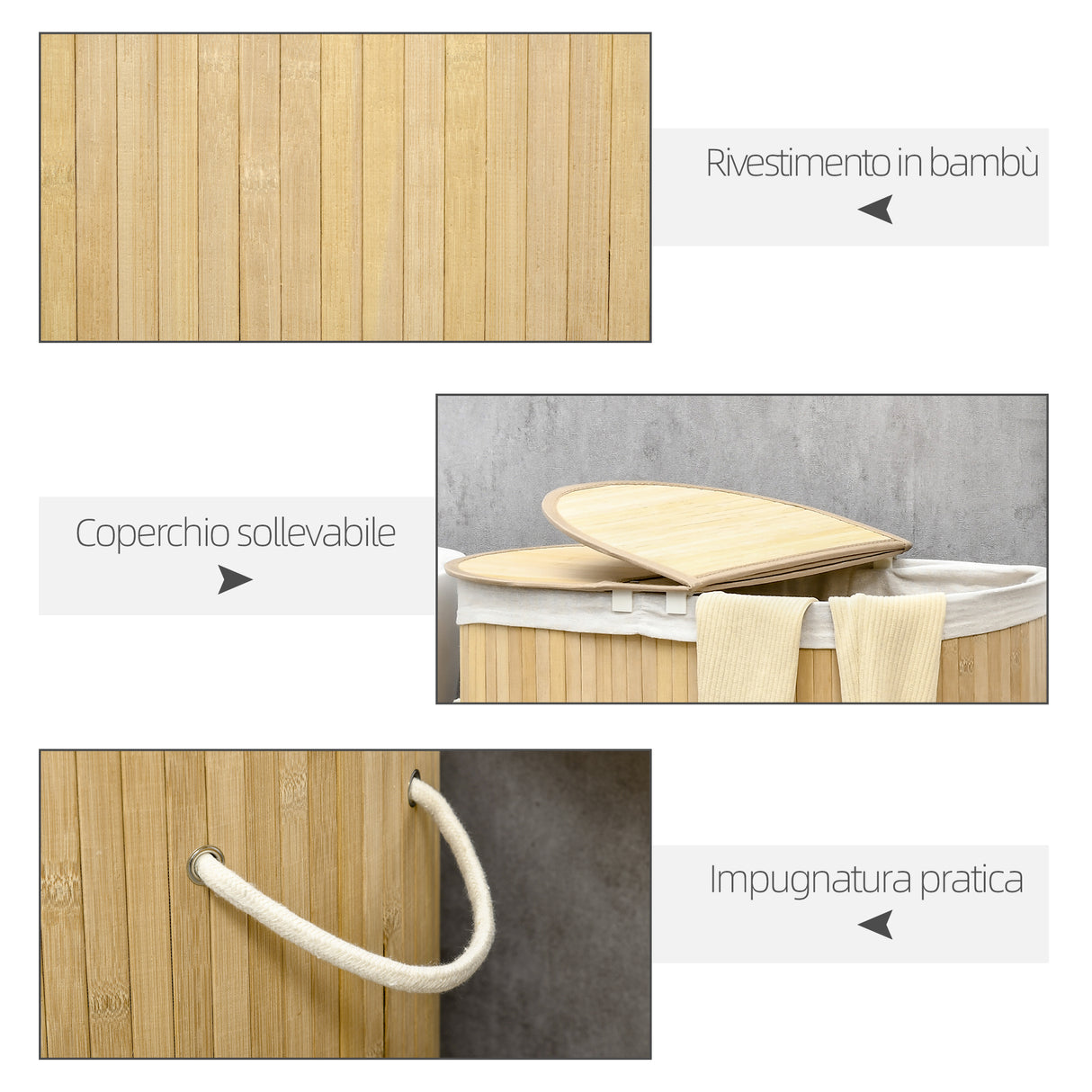 easycomfort easycomfort cesto portabiancheria a 2 sezioni 2 coperchi e capacita 100l con sacca interna removibile 62 5x37x60 5 cm