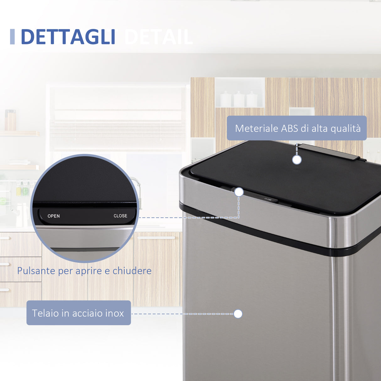 easycomfort easycomfort pattumiera automatica 72l con sensore infrarossi 3 scomparti e coperchio rimovibile acciaio e abs 42x30x81cm