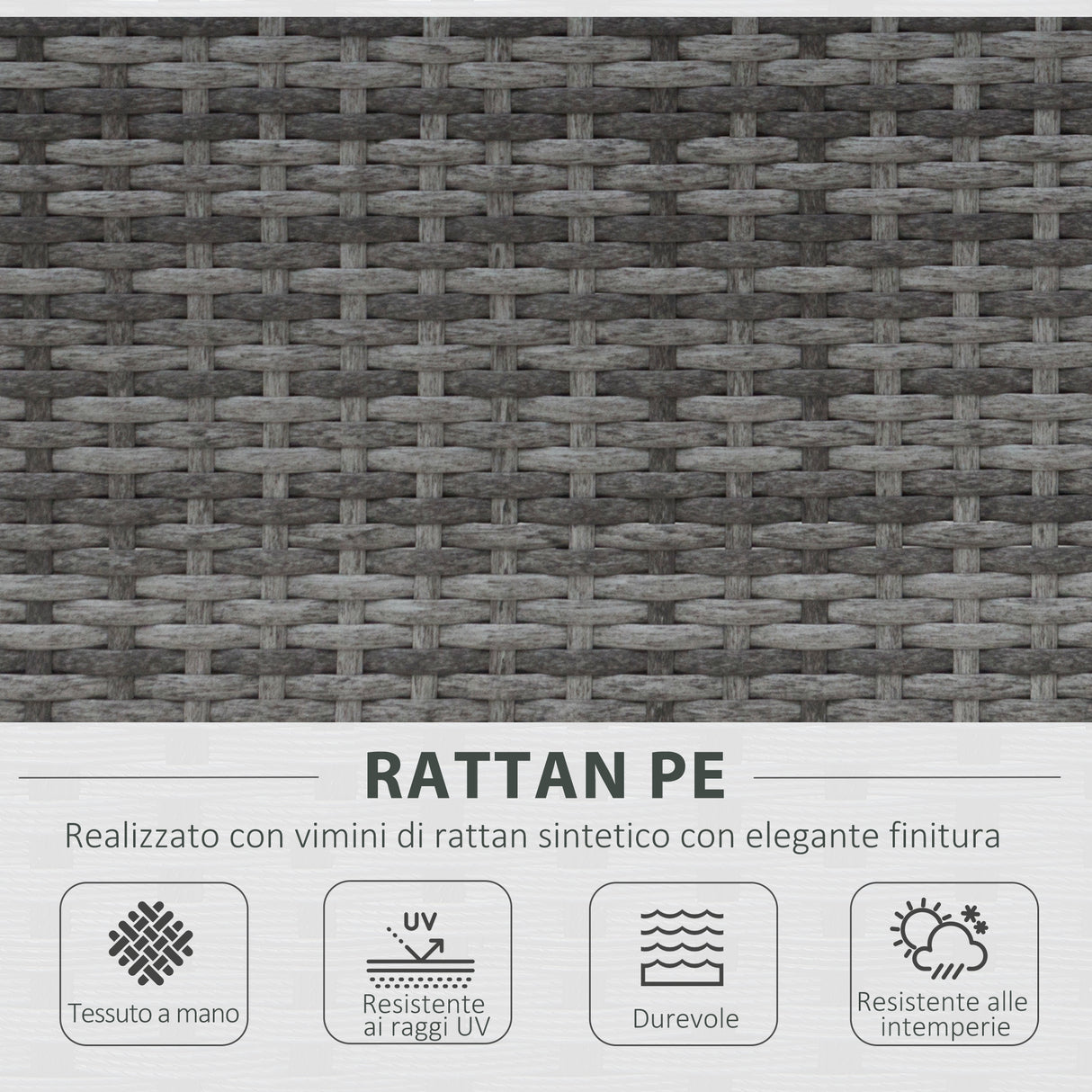 easycomfort easycomfort set mobili da giardino in pe rattan grigio divano con 2 poltroncine e tavolino