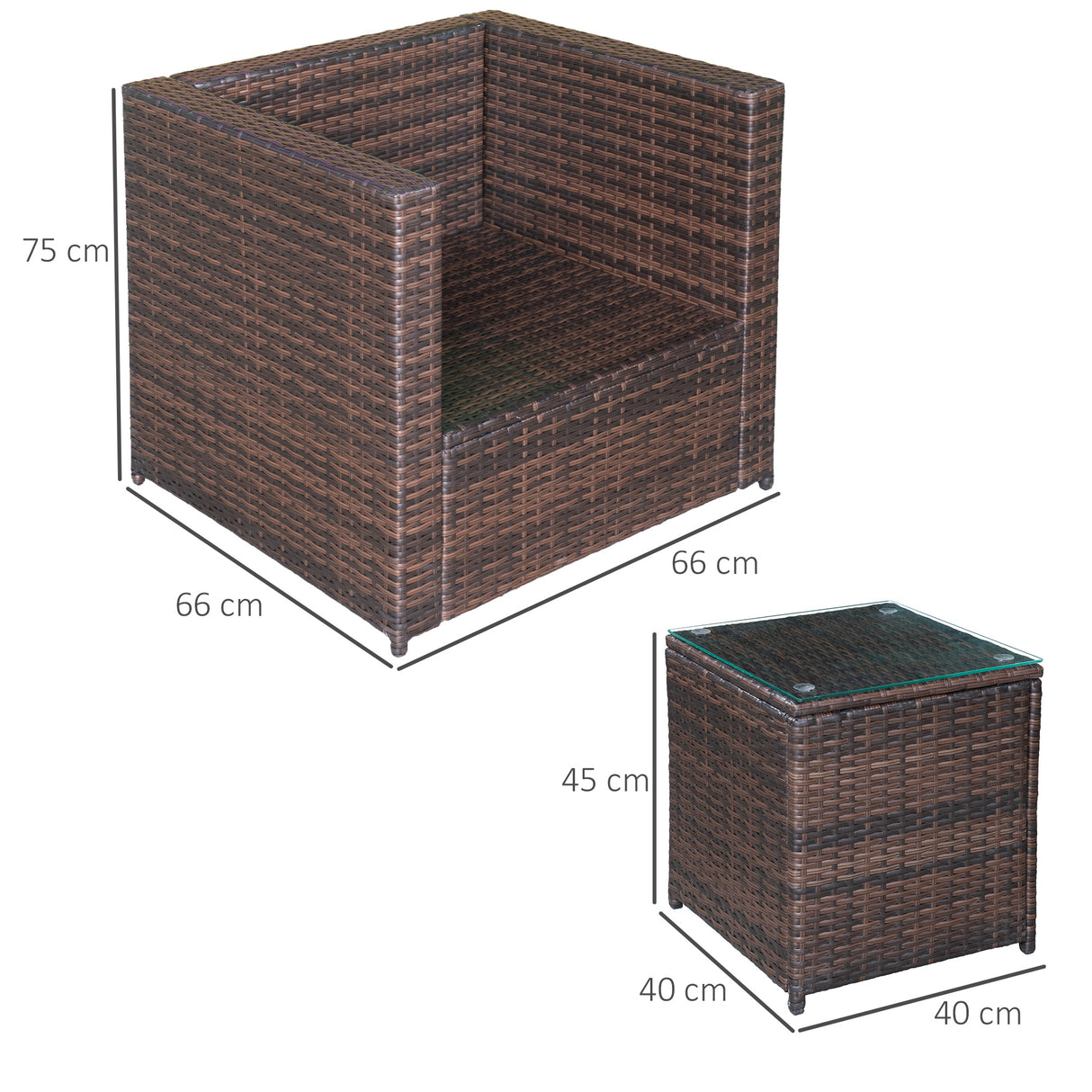 easycomfort easycomfort set arredo per esterni in pe rattan divanetti e tavolino con piano in vetro marrone