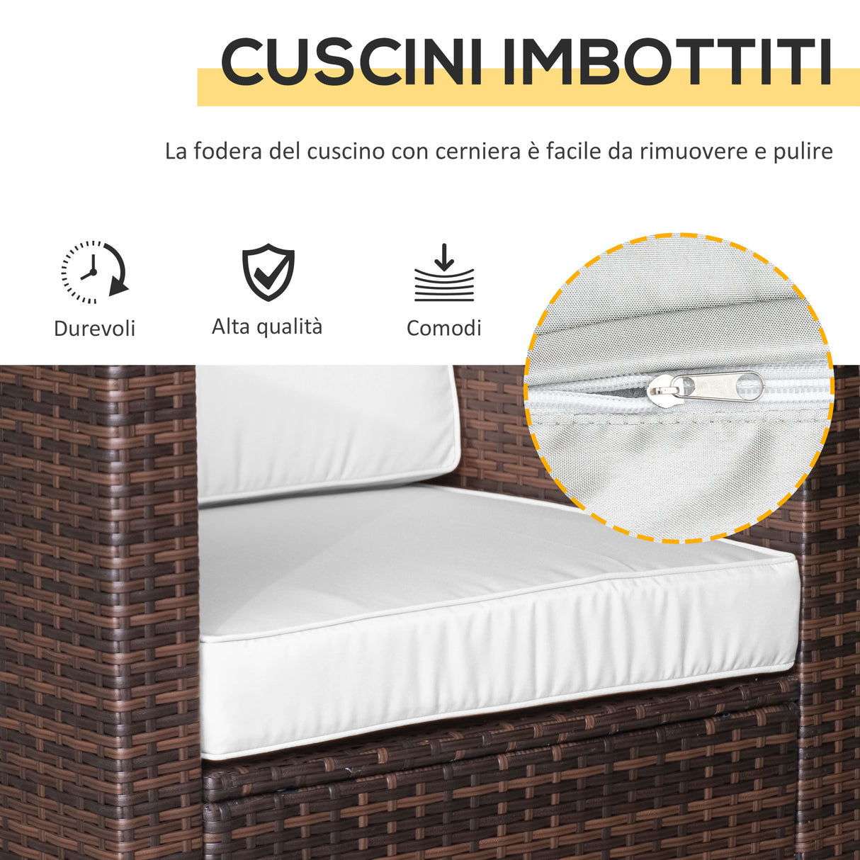 easycomfort easycomfort set arredo per esterni in pe rattan divanetti e tavolino con piano in vetro marrone