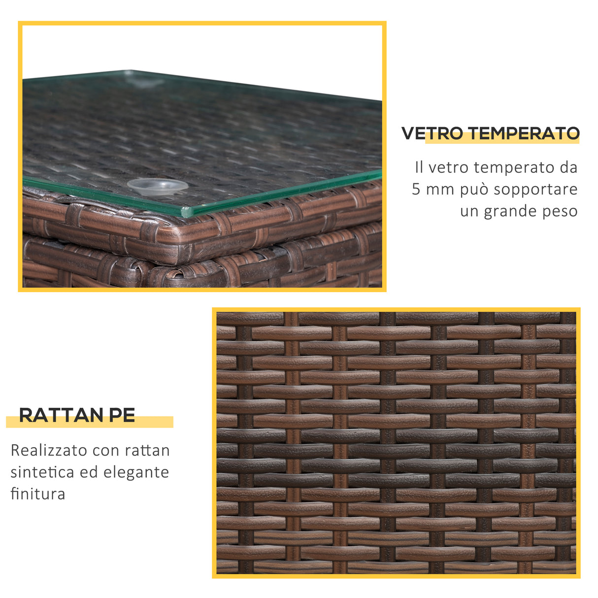 easycomfort easycomfort set arredo per esterni in pe rattan divanetti e tavolino con piano in vetro marrone