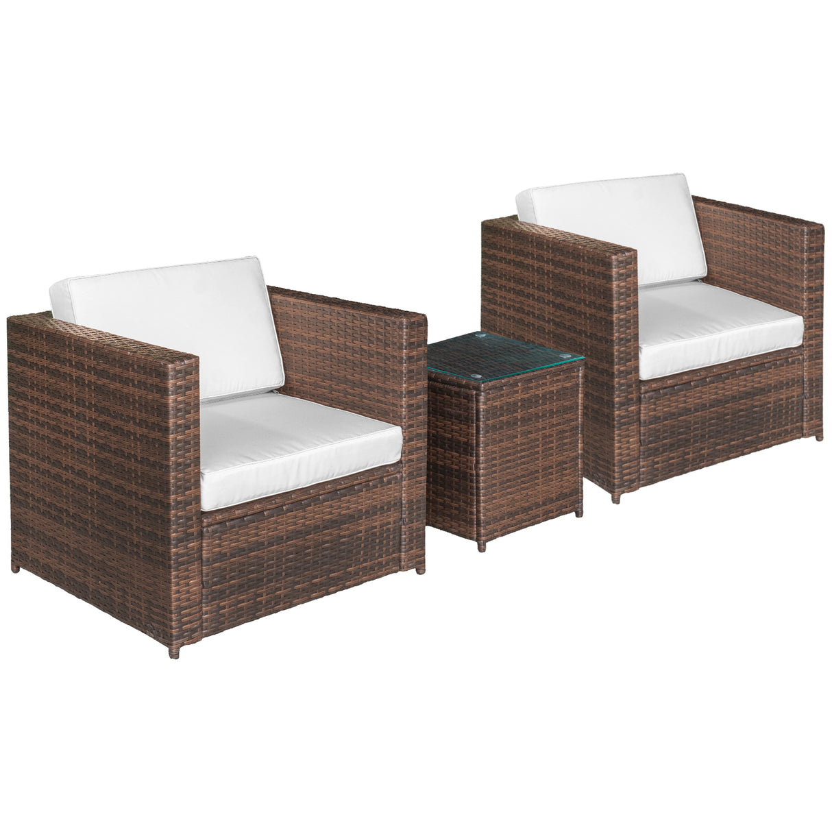 easycomfort easycomfort set arredo per esterni in pe rattan divanetti e tavolino con piano in vetro marrone