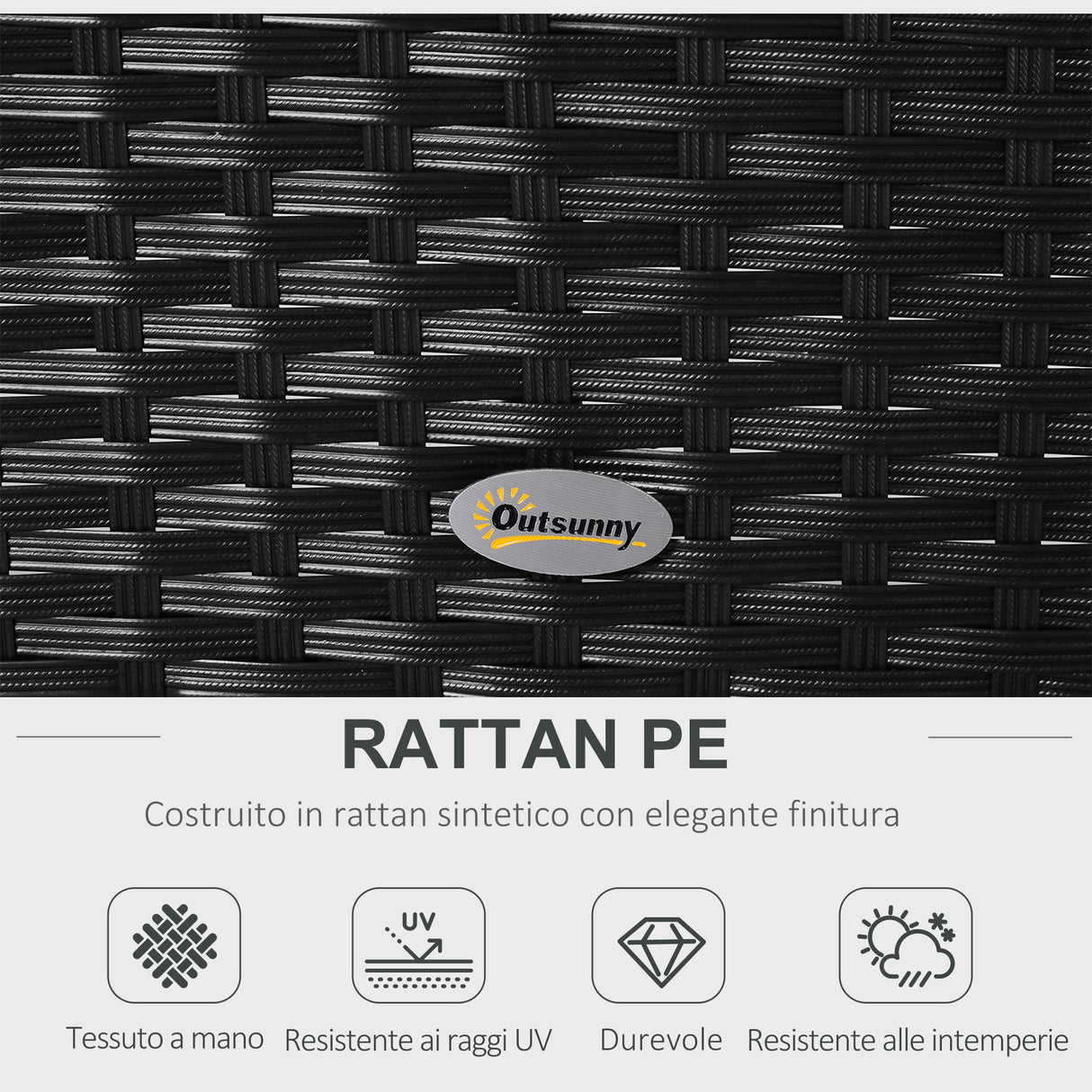 easycomfort easycomfort mobili da giardino in rattan nero con cuscini bianchi set 5 pezzi con tavolino