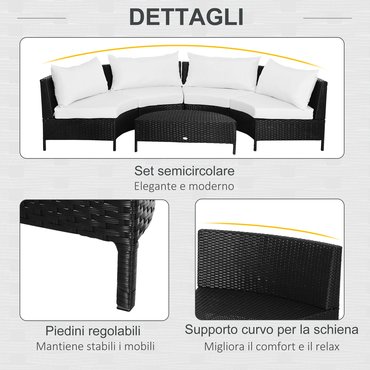 easycomfort easycomfort mobili da giardino in rattan nero con cuscini bianchi set 5 pezzi con tavolino