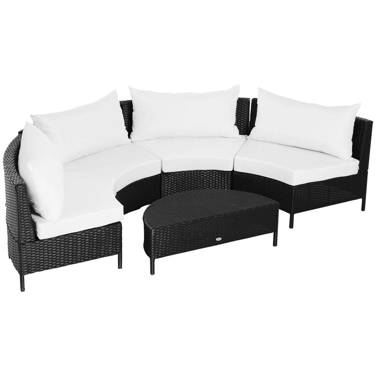 easycomfort easycomfort mobili da giardino in rattan nero con cuscini bianchi set 5 pezzi con tavolino