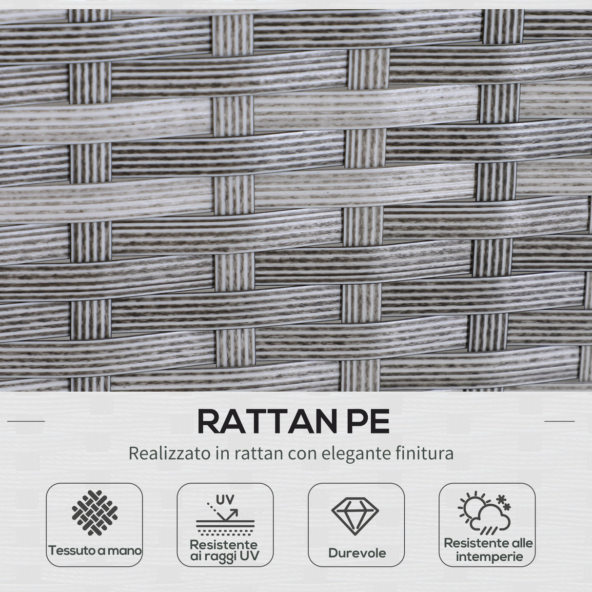 easycomfort easycomfort set mobili da giardino in pe rattan con 2 divani 1 tavolino 2 sgabelli grigio