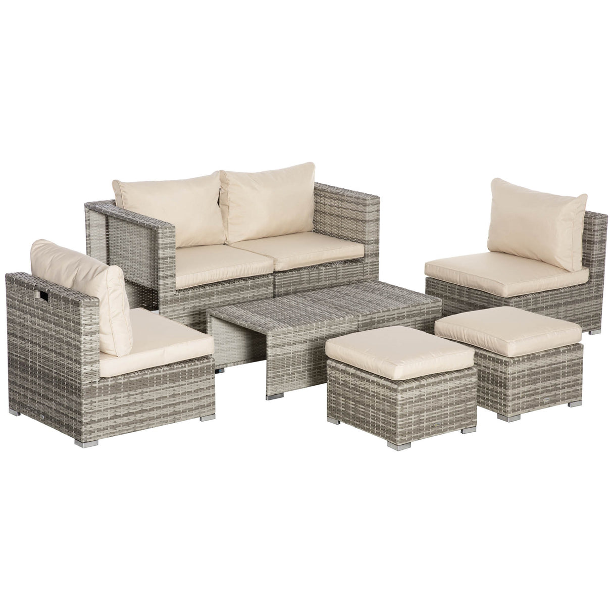 easycomfort easycomfort salotto da giardino in rattan pe da 8 pezzi con poltrone tavolini e sgabelli beige grigio