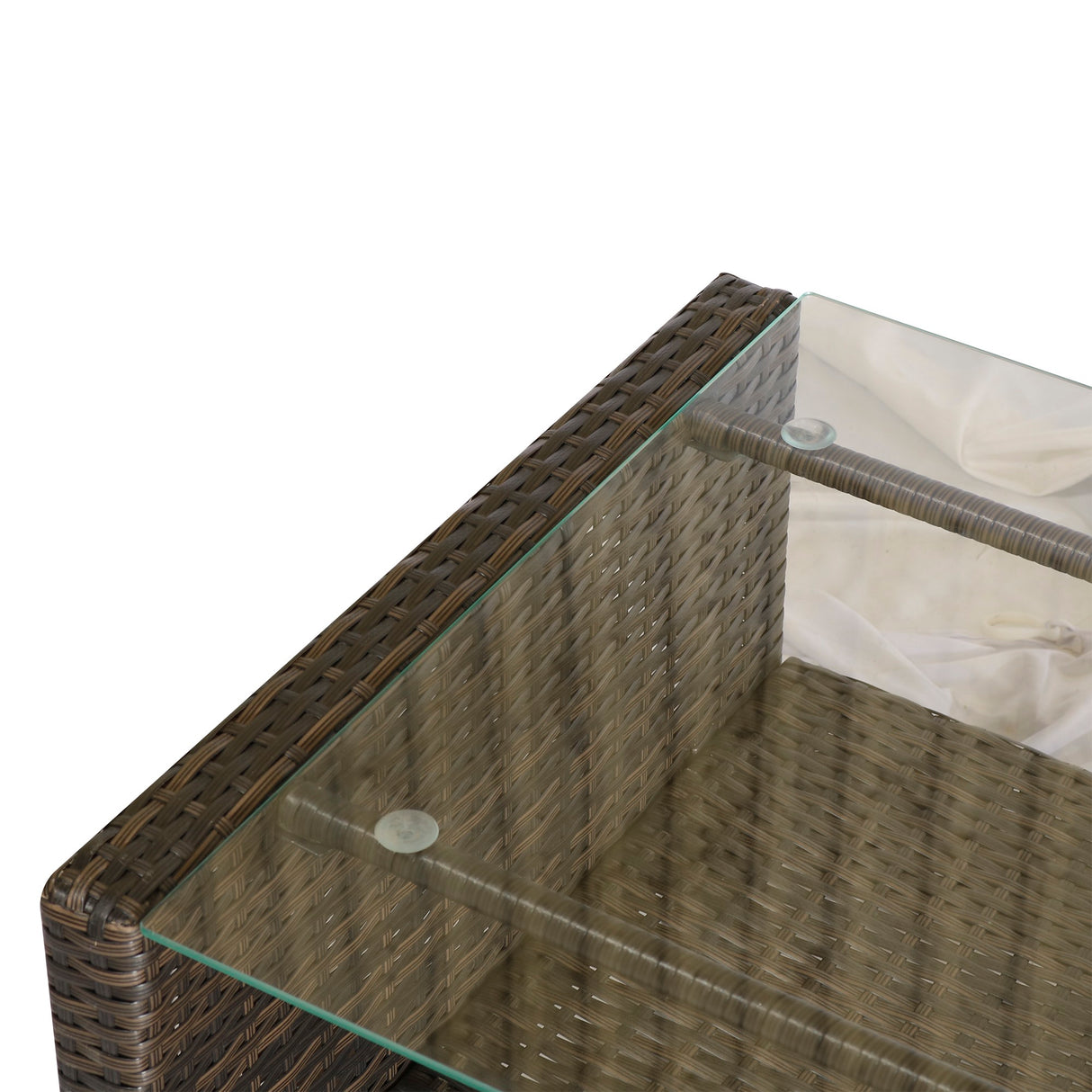 easycomfort easycomfort set mobili da giardino 4 pezzi in rattan pe tavolino divano e poltrone marrone con cuscini beige