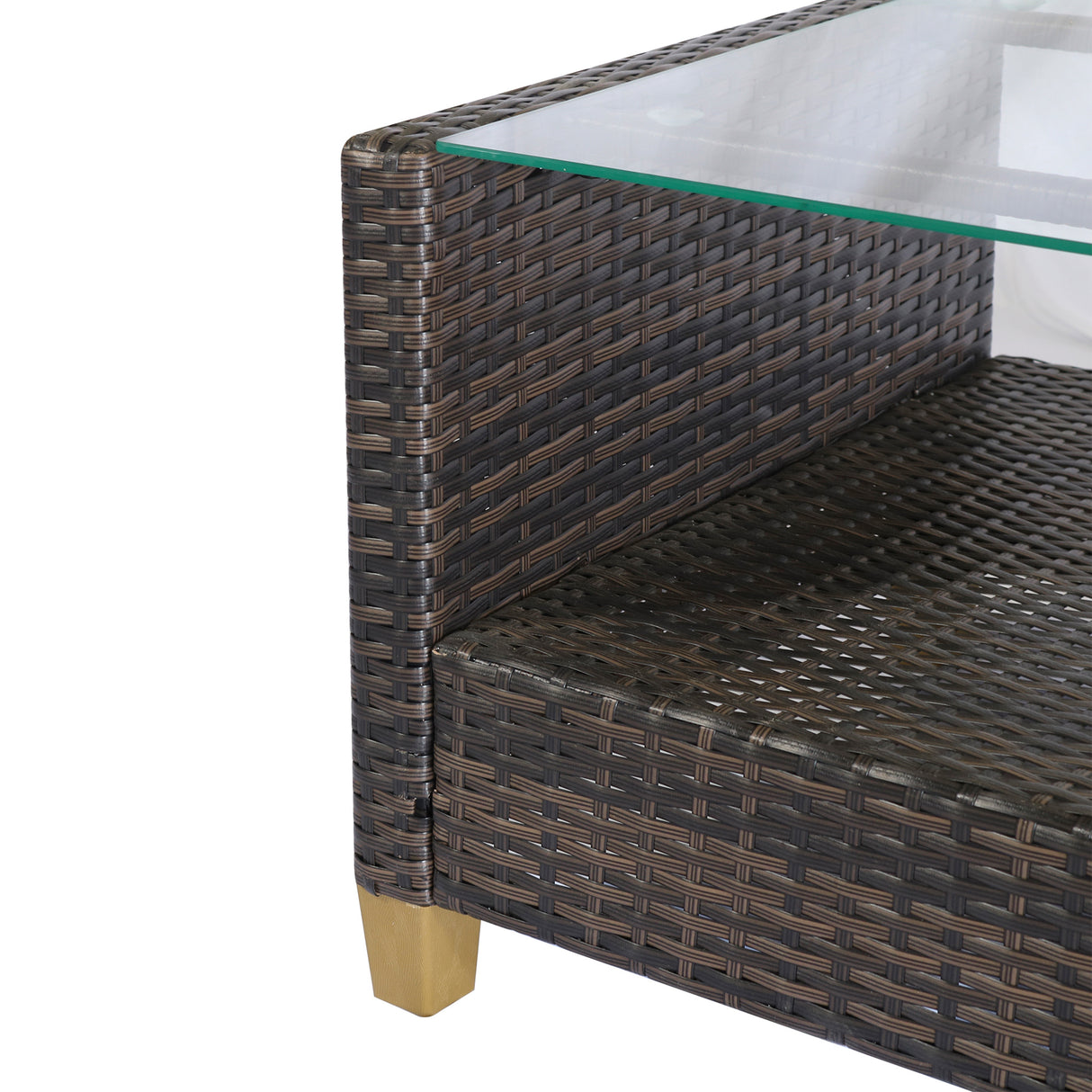 easycomfort easycomfort set mobili da giardino 4 pezzi in rattan pe tavolino divano e poltrone marrone con cuscini beige