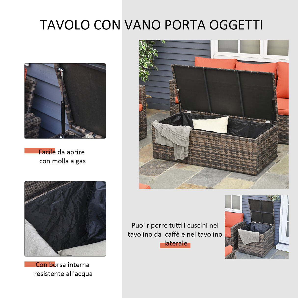 easycomfort easycomfort mobili da giardino 6 pezzi in rattan divani poltrone tavoli contenitore