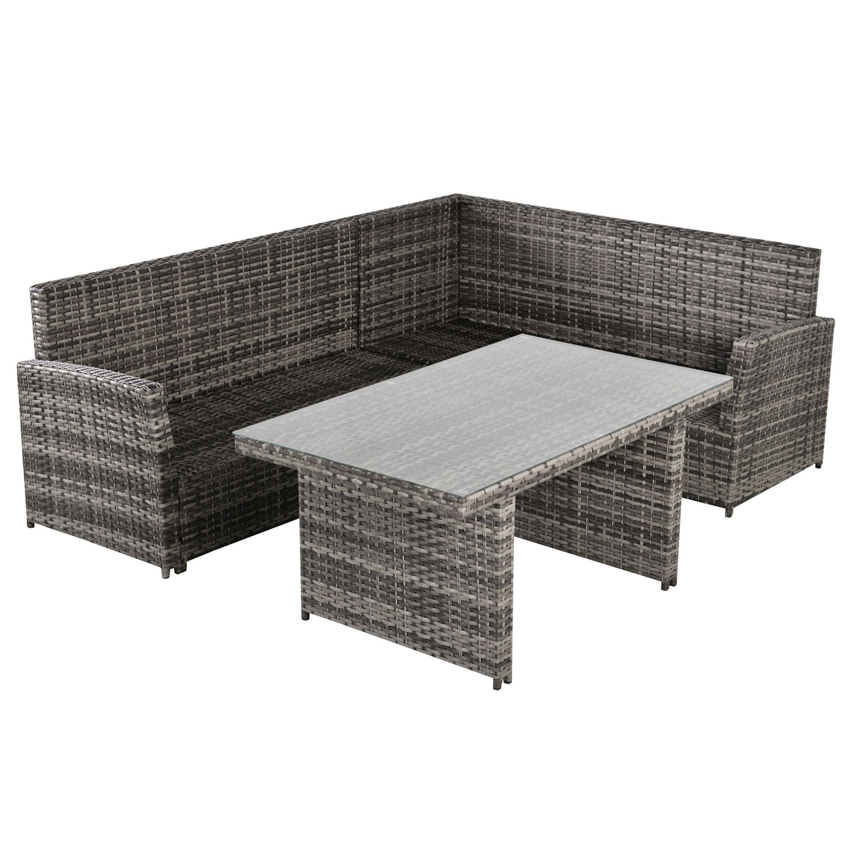 easycomfort easycomfort salotto da giardino con 2 divani e tavolo in pe rattan grigio